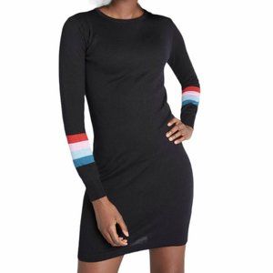 ModClodth Sugarhill Boutique Black Sweater Dress Sweet Stripes Rainbow Sleeves 6